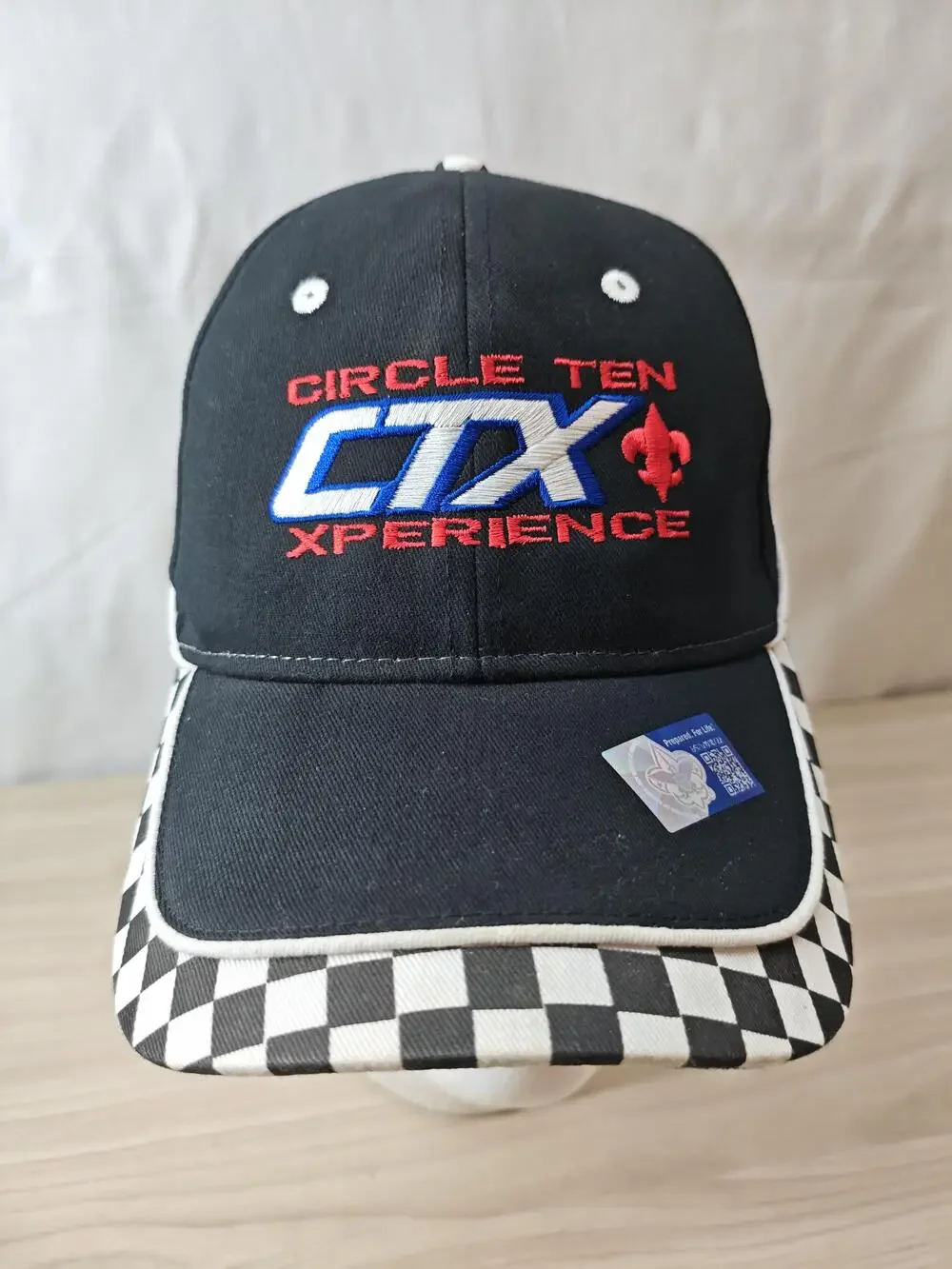 Circle Ten CTX Hat Cap Strap Back Black White Checkered Racing Embroidered Mens